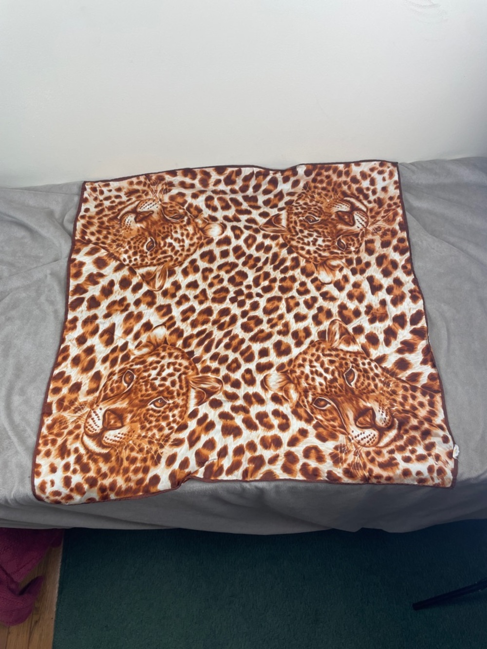 Vintage Wildcat Square Scarf Animal Print Acetate